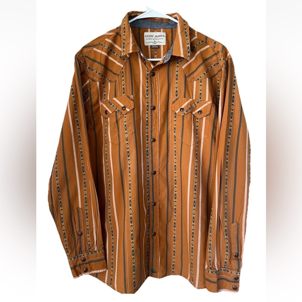Cody James Mens L Smokehouse Southwestern Stripe Snap Button Down Long Sleeve